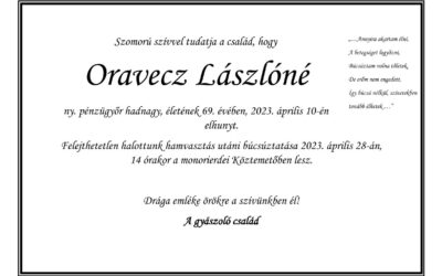 Oravecz Lászlóné, ny. pénzügyőr hadnagy